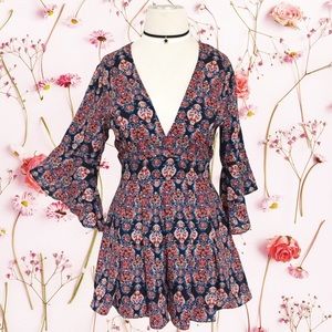 Boho Deep V Flowy Paisley Romper